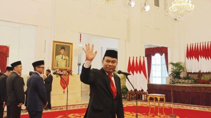 Menteri Komunikasi dan Informatika Budi Arie Setiadi yang baru saja dilantik Presiden Joko Widodo di Istana Negara, Jakarta, Senin (17/7/2023).