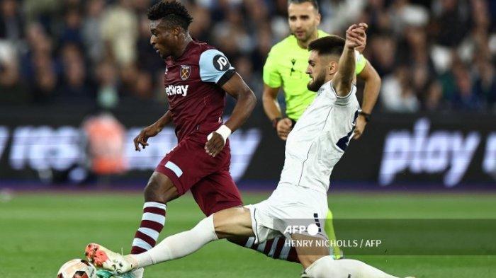 Mohammed Kudus vs Mateja Dordevic Liga Eropa West Ham United vs Backa Topola di Stadion London di London timur pada 21 September 2023.