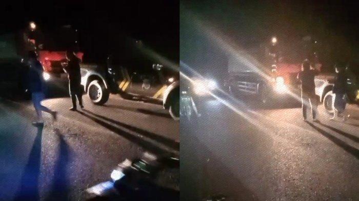 Pemadam kebakaran dan polisi tiba di lokasi kebakaran hutan Semin, Gunungkidul, DIY, Rabu (16/8/2023) malam. FOTO: Tangkapan layar video dari Maryadi, warga Semin.