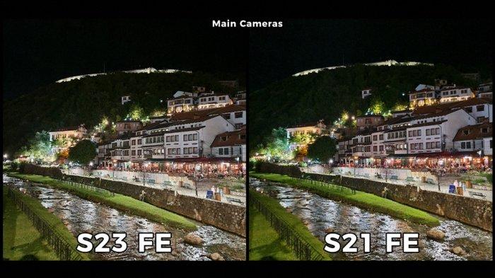 Perbandingan hasil kamera belakang dalam kondisi minim cahaya (saat malam hari) antara HP Samsung Galaxy S23 FE vs Samsung Galaxy S21 FE