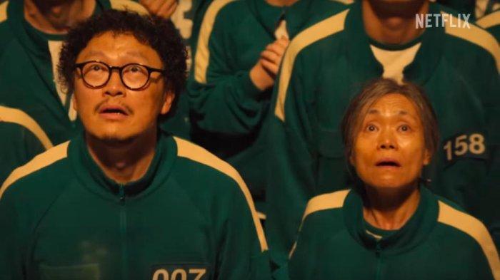 Pemain 007 bernama Park Yong-sik (diperankan Yang Dong-geun) dan pemain 149 bernama Jang Geum-ja (diperankan Kang Ae-shim) di serial Squid Game 2 tayang di Netflix