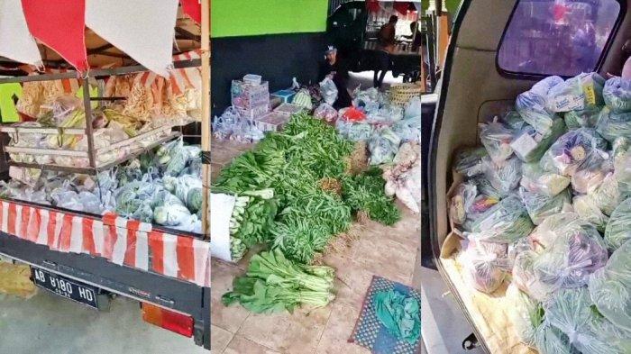 Sumbangan sayur dari pedagang Pasar Semin yang dibagi-bagikan untuk warga Gunungkidul