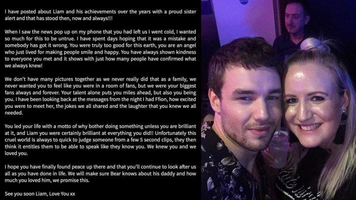 Unggahan Nicola Payne, salam perpisahan untuk sang adik, Liam Payne member One Direction yang meninggal dunia di Argentina.