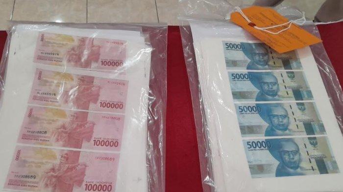uang palsu yang berhasil diamankan Polres Klaten dalam kasus peredaran uang palsu beberapa waktu lalu.