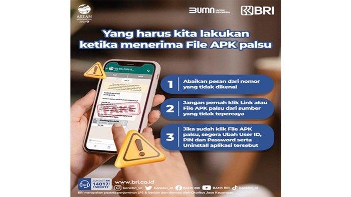 Bank BRI meminta nasabah mewaspadai modus penipuan file APK Palsu (Bank BRI)