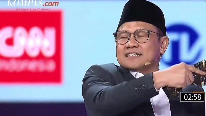 Cawapres pasangan AMIN yakni Cak Imin saat debat Cawapres perdana