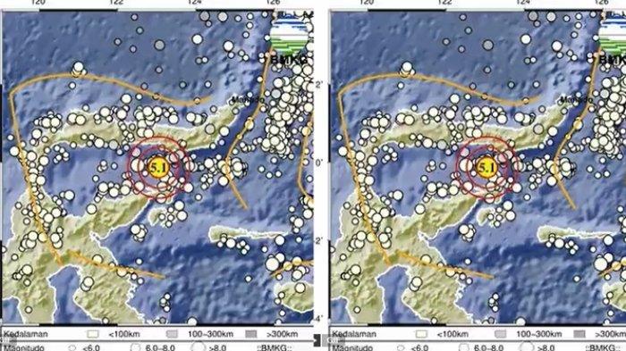 GEMPA BONE BOLANGO - Informasi BMKG, gempa hari ini di barat daya Bone Bolango, Gorontalo memiliki magnitudo 5.1. Cek juga kedalaman dan titik koordinat gempa Bone Bolango