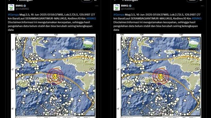 GEMPA TERKINI MALUKU - Info BMKG, gempa terkini di barat laut Seram Bagian Timur, Provinsi Maluku miliki magnitudo 3.5. Cek lokasi dan kedalaman gempa hari ini di Maluku.