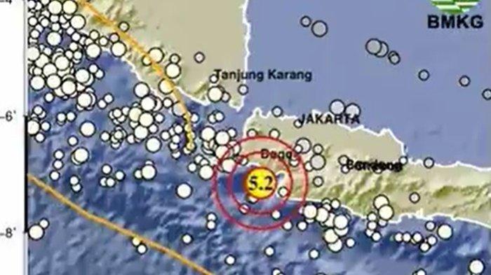 GEMPA BAYAH BANTEN - Informasi BMKG, gempa hari ini di timur laut Bayah, Banten memiliki magnitudo 5.2, Cek titik koordinat dan pusat gempa terkini di Bayah pagi ini.