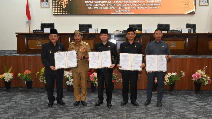 DPRD Kaltara menetapkan Zainal A Paliwang - Ingkong Ala sebagai Gubernur dan Wakil Gubernur Kaltara Terpilih periode 2025-2030 (TribunKaltara.com / Desi Kartika)