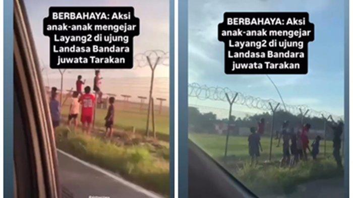 TEREKAM - Dokumentasi warga merekam anak-anak berebutan benang layang di area depan Bandar Udara Juwata Tarakan belum lama ini. DOKUMENTASI ISTIMEWA