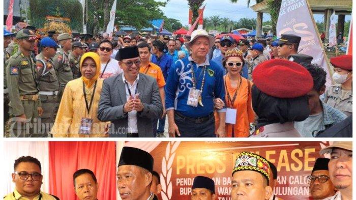 Kolase Paslon Datu Iman-Ashe dan Syarwani-Kilat saat mendaftar di KPU Bulungan sebagai Bupati dan Wakil Bupati di Pilkada Bulungan 2024.