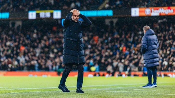 Ekspresi Pep Guardiola di Premier League saat Manchester City ditahan imbang Tottenham Hotspur