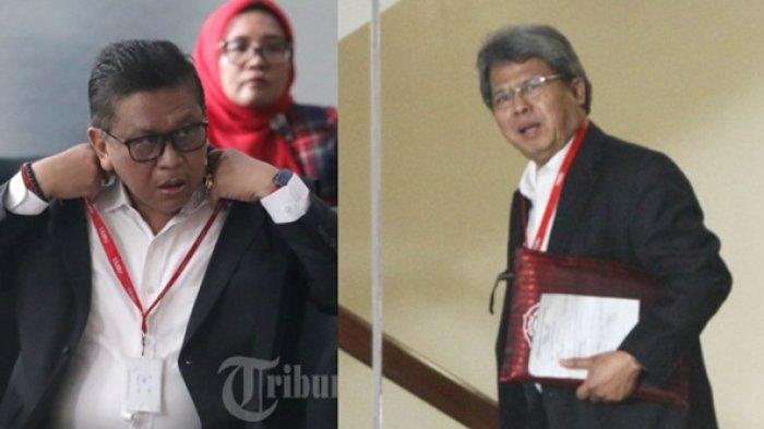 GUGATAN TIDAK DITERIMA - Hasto Kristiyanto dan Todung Mulya Lubis (kanan). Hakim tunggal Pengadilan Negeri Jakarta Selatan memutuskan tidak menerima permohonan praperadilan Hasto Kristiyanto.