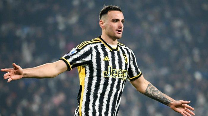 Selebrasi pemain Juventus, Federico Gatti usai cetak gol ke gawang Napoli dalam pertandingan Liga Italia Serie A pekan 15, Sabtu (9/12/2023) WIB.