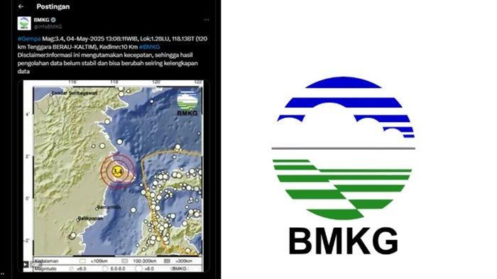GEMPA BERAU KALTIM - Lihat kabar terbaru dari Badan Meteorologi Klimatologi dan Geofisika atau BMKG yang merilis info gempa terkini di Berau, Provinsi Kalimantan Timur atau Kaltim hari ini pada Minggu 4 Mei 2025. Dalam rilis terbarunya, BMKG sebut gempa terkini yang guncang tenggara Berau, Kalimantan Timur miliki magnitudo 3.4.