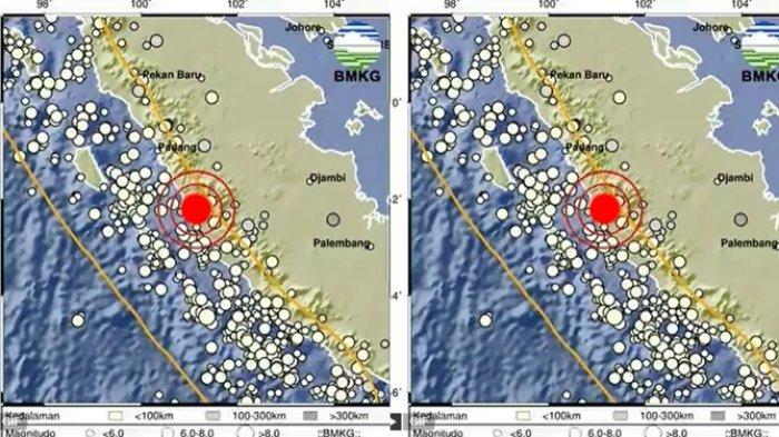 GEMPA SUNGAI PENUH - BMKG sebut gempa terkini di barat daya Sungai Penuh, Jambi terjadi di kedalaman 57 Km. Cek magnitudo dan koordinat gempa hari ini di Sungai Penuh.