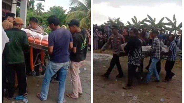PEMBUNUHAN SADIS - Lima jenazah sekeluarga yang menjadi korban pembunuhan sadis di Desa Babulu Laut, Kecamatan Babulu, Kabupaten Penajam Paser Utara (PPU), Kalimantan Timur tiba di rumah duka, Selasa (6/2/2024) sore.