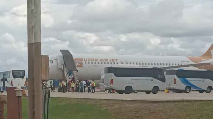 Kedatangan jemaah haji Tarakan di Bandara Juwata Tarakan Kalimantan Utara, Rabu 3 Juli 2024.