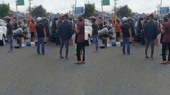 Tampak salah seorang korban kecelakaan dievakuasi ke rumah sakit.