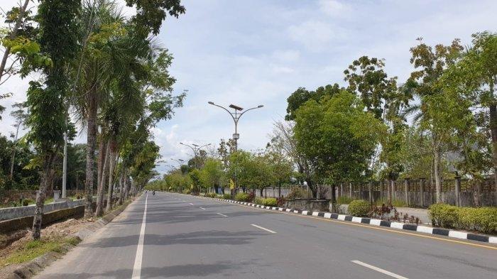 Salah satu titik jalan yang menjadi lokasi pemeliharaan lampu PJU di wilayah Sedadap, Kecamatan Nunukan Selatan. Kalimantan Utara