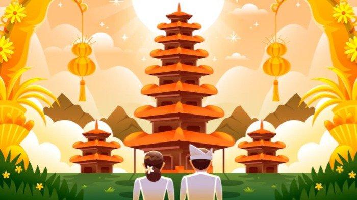 UCAPAN KUNINGAN - Ilustrasi masyarakat Bali beribadah dari Freepik.com. Simak kumpulan ucapan Hari Raya Kuningan dalam bahasa Bali lengkap dengan artinya.