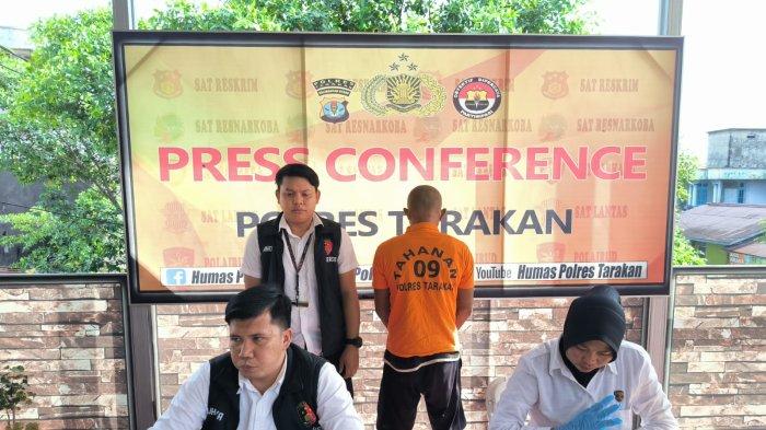 Pelaku saat ditampilkan dalam rilis pers Satreskrim Polres Tarakan.