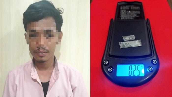 Seorang pemuda di Nunukan, Kalimantan Utara (Kaltara) inisial TOM (24) dan barang bukti sabu diamankan ke Mako Polres Nunukan, belum lama ini.