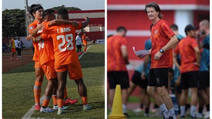 Pelatih Borneo FC, Pieter Huistra (kanan) menyatakan belum puas. Tampak selebrasi pencipta gol semata wayang Pesut Etam yang diciptakan, Terens Puhiri di menit '24. Duel RANS Nusantara vs Borneo FC berhasil dimenangkan Skuad Pesut Etam, dengan skor 0-1, pada Sabtu (16/12/2023), pukul 16.00 WITA.