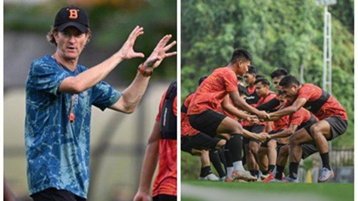 Pelatih Borneo FC, Pieter Huistra saat memimpin latihan anak asuhnya jelang menghadapi PSM Makassar, pada Jumat (29/3/2024), pukul 21.30 Wita, di Stadion Batakan Balikpapan.