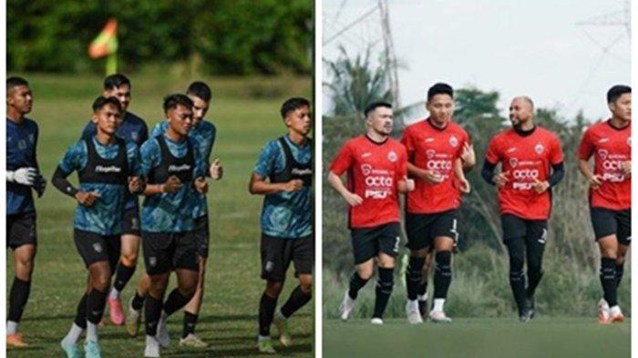 Pemain Borneo FC dan Persija Jakarta saat menjalani latihan untuk menghadapi Liga 1.
