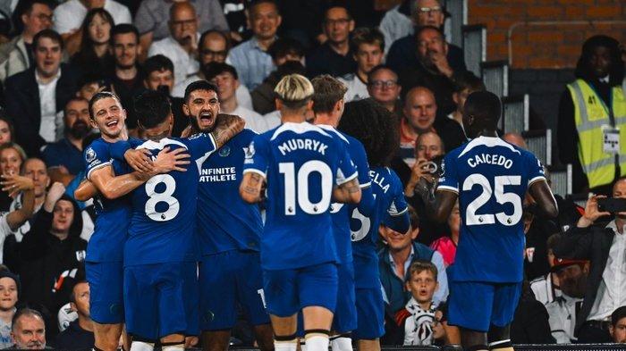 Pemain Chelsea saat selebrasi gol ke gawang Fulham, The Blues menang 0-2 di Premier League