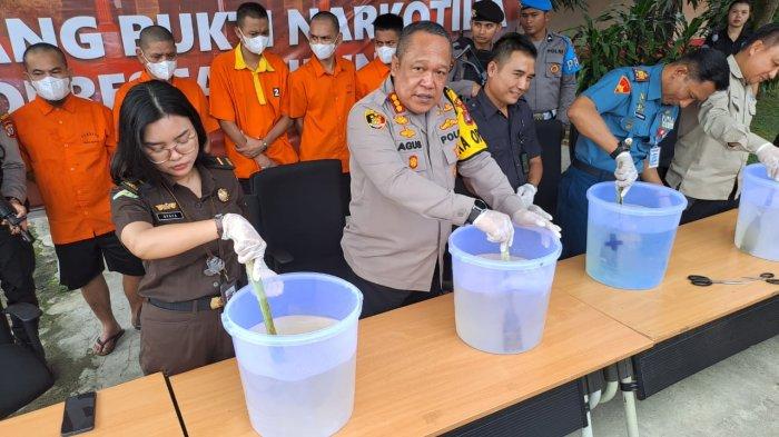 Pemusnahan barang bukti narkoba di Mapolresta Bulungan, Selasa (30/04/2024).