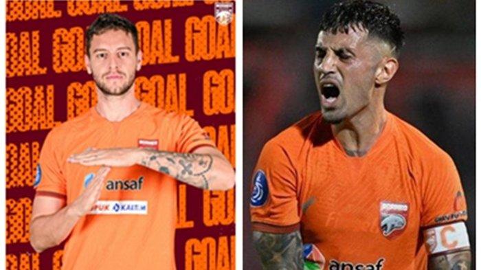 Penyerang Borneo FC, Felipe Cadenazzi (kiri), dan Stefano Lilipaly (kanan)