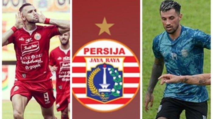 Penyerang Persija Jakarta (kiri), Marco Simic dan Penyerang Borneo FC, Stefano Lilipaly (kanan).