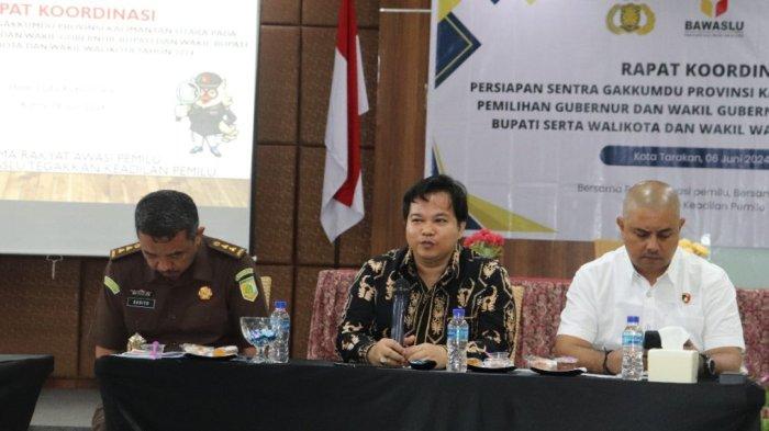 Rakor persiapan pembentukan Sentra Gakkumdu untuk Pilkada Kaltara 2024, Kamis (06/06/2024). (Ho. Bawaslu Kaltara)