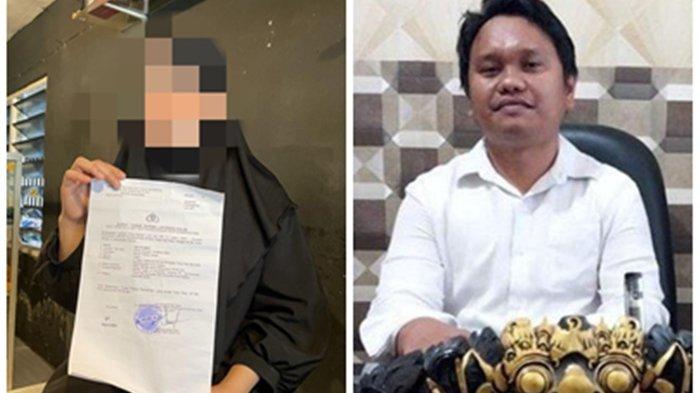 SU (21) memegang bukti laporannya ke Polres Nunukan, Jumat (10/05/2024), siang, dan Kasat Reskrim Polres Nunukan, AKP Lusgi Simanungkalit.