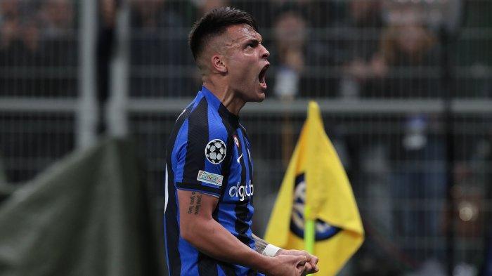 Selebrasi Lautaro Martinez di Liga Champions.