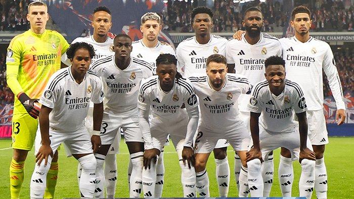 TANPA KEKUATAN PENUH - Skuad Real Madrid di Liga Champions 2024/2025. Juara bertahan Liga Champions ini tak bakal tanpa kekuatan penuh akibat sejumlah pemain cedera jelang bersua Atletico Madrid, pada leg 2 babak 16 besar , Kamis (13/3/2-25).