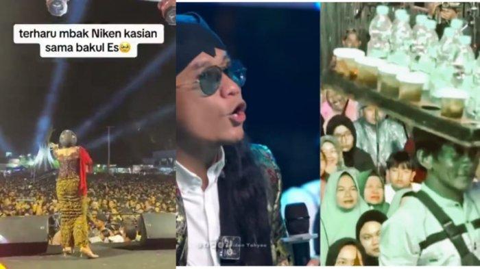 Tangkapan layar perbedaan adab Niken Salindry dibandingkan dengan Gus Miftah kepada penjual es teh. (Kolase Tribun Kaltara)