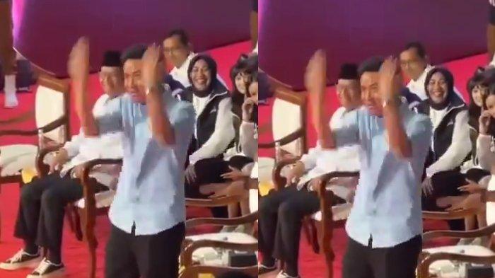 Viral aksi Cawapres Gibran Rakabuming semangati penonton di debat Capres berujung teguran KPU