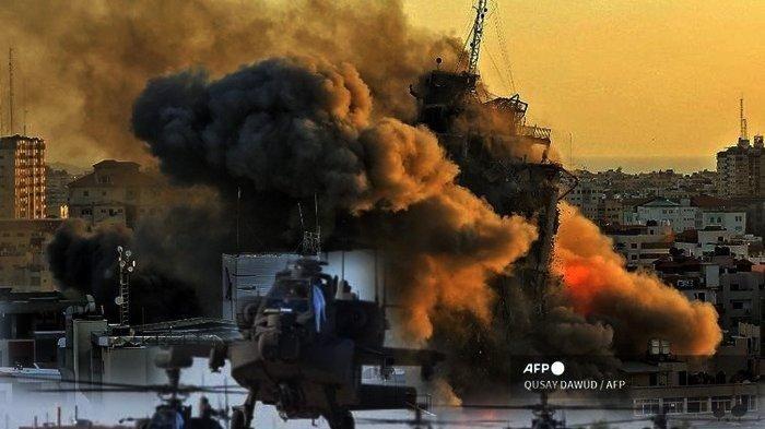 Salah satu bangunan di Palestina yang digempur militer Israel.