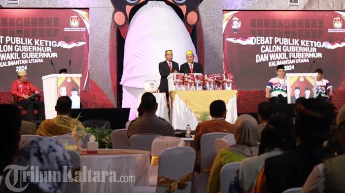 Debat publik ketiga Pilgub Kaltara diikuti pasangan calon, di Gedung Bulutangkis, Jl Handal, Tanjung Selor, Kalimantan Utara.