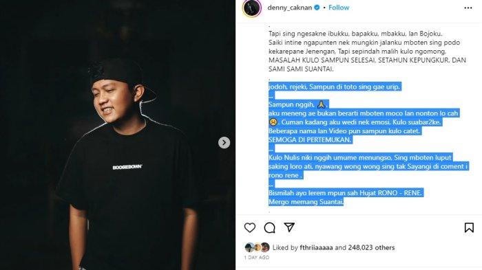 Denny Caknan minta publik berhenti mengaitkan dirinya dengan Happy Asmara (Instagram/@denny_caknan)