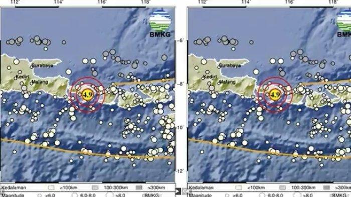 Informasi BMKG sebut pusat gempa terkini 2 menit yang lalu berada 4 km di barat laut Gianyar, Bali.