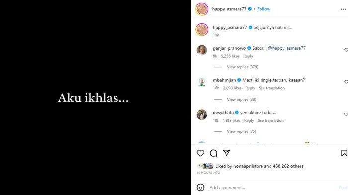 Denny Caknan dan Bella Bonita resmi menikah, Hapy Asmara mengaku ikhlas (Instagram/@happy_asmara77)