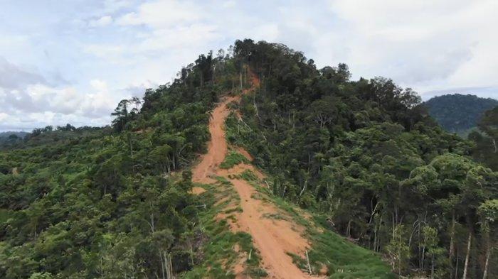 Jalan akses di sekitar lokasi konstruksi PLTA Kayan di Desa Muara Pangean, Kecamatan Peso, Bulungan. Bupati Bulungan menegaskan mengevaluasi progres pembangunan PLTA Kayan