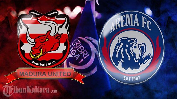 Madura United vs Arema FC. Terlihat di laman resmi PT LIB, Singo Edan julukan Arama FC menang telak Head to Head atas Laskar Sapeh Kerrab julukan Madura United jelang duel di Liga 1. (TribunKaltara.com)