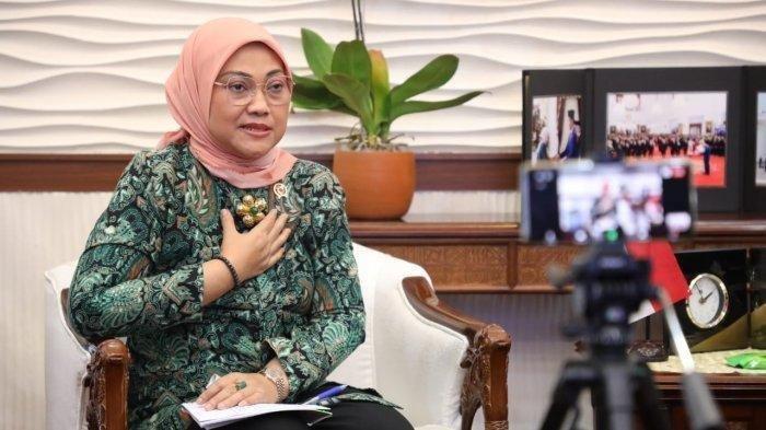 Menteri Ketenagakerjaan, Ida Fauziyah dalam Konferensi Pers terkait penetapan Upah Minimum Provinsi/Humas Kemnaker RI