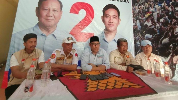 Ketua DPD Gerindra Kaltara Ibnu Saud bersama jajaran pengurus merilis perolehan sementara Capres dan Cawapres Prabowo-Gibran dari berbagai wilayah di Kaltara, Kamis (16/2/2024) sore kemarin. TRIBUNKALTARA.COM/ANDI PAUSIAH
